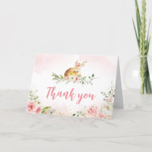 Hjort för babykläder för rosa Blommigt Tack Kort