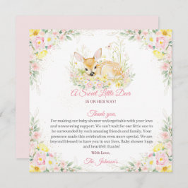 Hjort för Blommigt för  för spädbarn i Cute Rosa Tack Kort