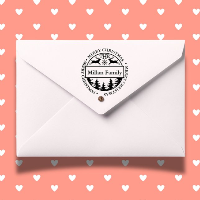 Hjort för Family God jul Självfärgande Stämpel (Add a heartfelt touch to your holiday cards with our Family Merry Christmas Deer theme  )