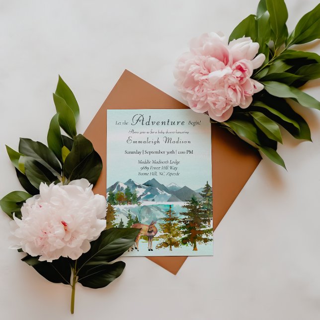 Hjort för Forest Äventyr Rustic Baby Shower Inbjudningar (Skapare uppladdad)
