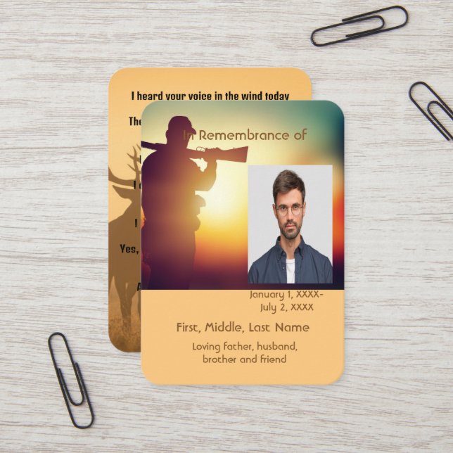 Hjort för jakt på minnesplatskort visitkort (Fram/Back In Situ)