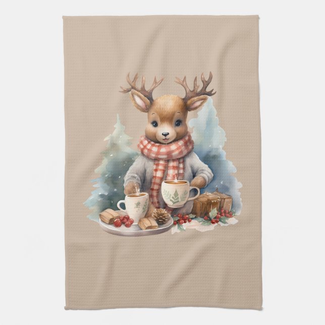 Hjort för julhanddukar kökshandduk (Vertikal)