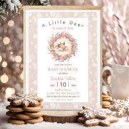 Hjort för Neutralt av julvinter Beige Baby Shower Inbjudningar