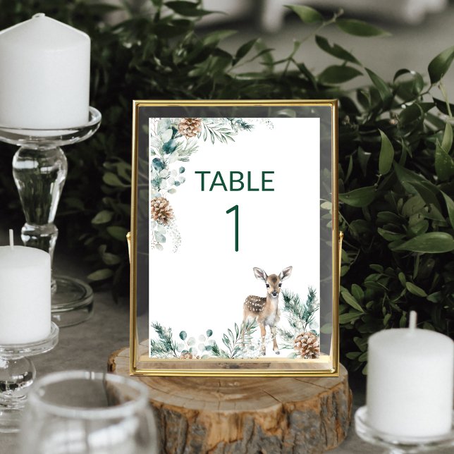 Hjort för spädbarn i Cute Rustic Woodland Bordsnummer (This cute baby shower number is perfect for a rustic, woodland animal theme)
