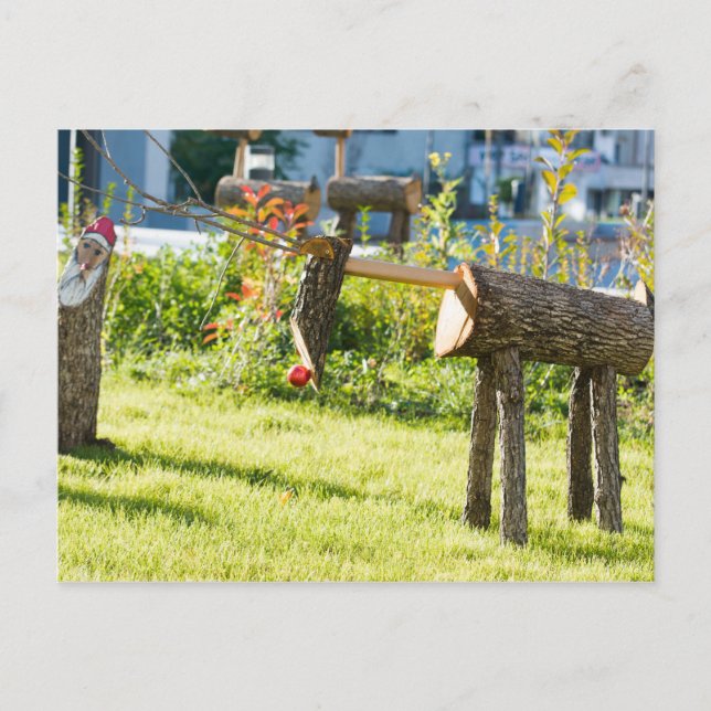 Hjort för träjul helg vykort (Framsida)