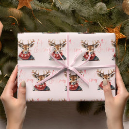 Hjort för vattenfärg och vintage. God jul Presentpapper