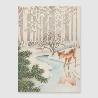 Hjort för vintage i Snö Helgdag Card