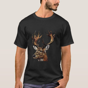 Hjort Forest Animal Porträtt Motif Hunter Wildlife T Shirt