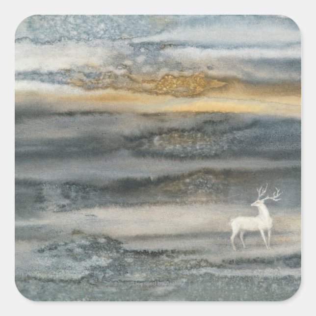 Hjort Fyrkantigt Klistermärke (Framsida)