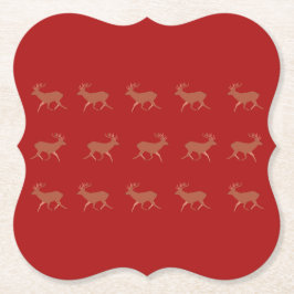 Hjort Gående Festlig Mönster Röd Brun Bakgrund Underlägg Papper