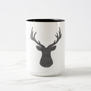 Hjort - geometriskt mönster - svart och white. Två-Tonad mugg