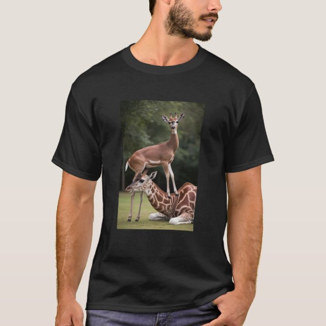 "Hjort & Giraffe Harmony Tee" T Shirt (Framsida)