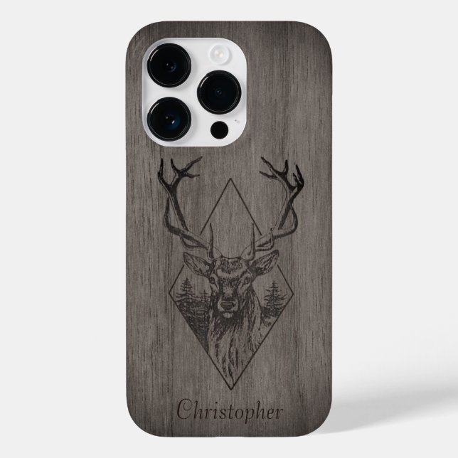 Hjort - graverat trä - personlig (Baksida)