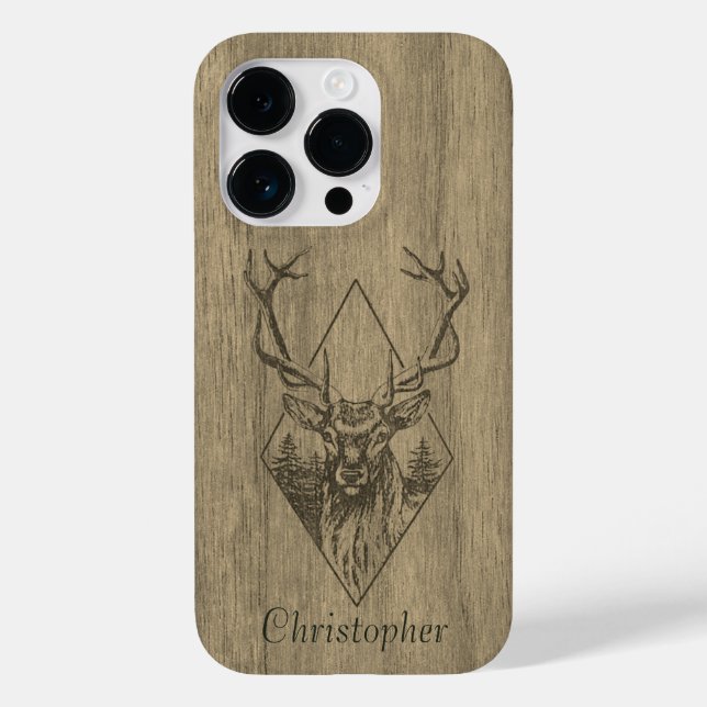 Hjort - graverat trä - trä (Baksida)