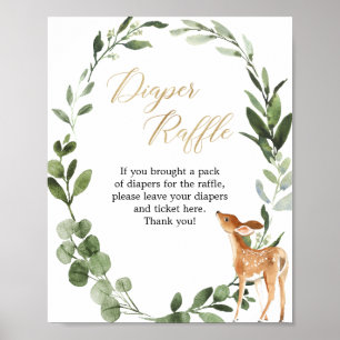 Hjort grey guld babyduschdisketter - raffskylt poster