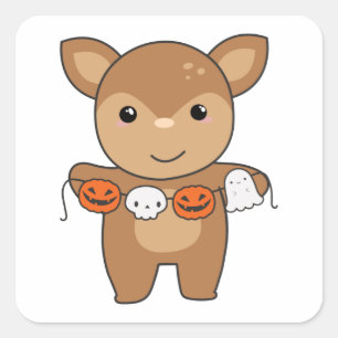 Hjort Happy halloween Pumpkin Fladdermus Costume S Fyrkantigt Klistermärke