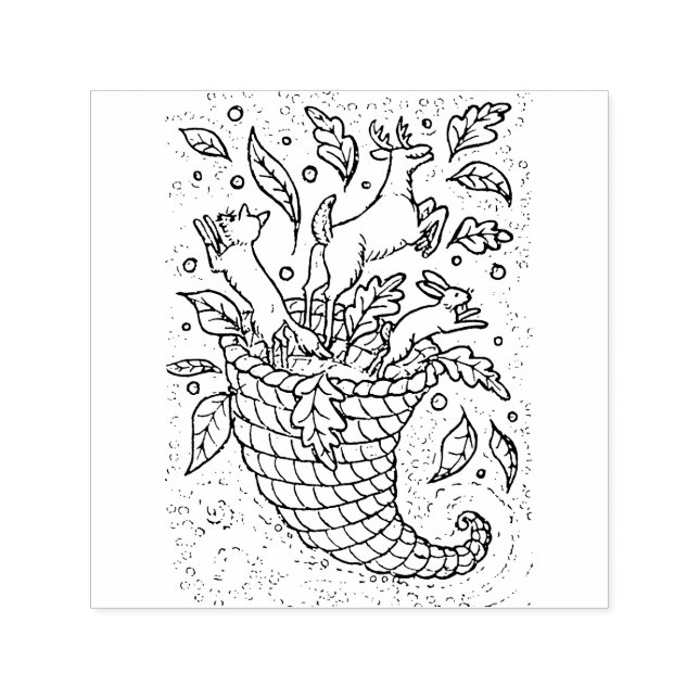 HJORT HARE FOX FOREST WILDLIFE, NATURE'S CORNUCOPI SJÄLVFÄRGANDE STÄMPEL (Design)