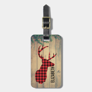 Hjort Head med Antlers på Wood Planks with Löv Bagagebricka