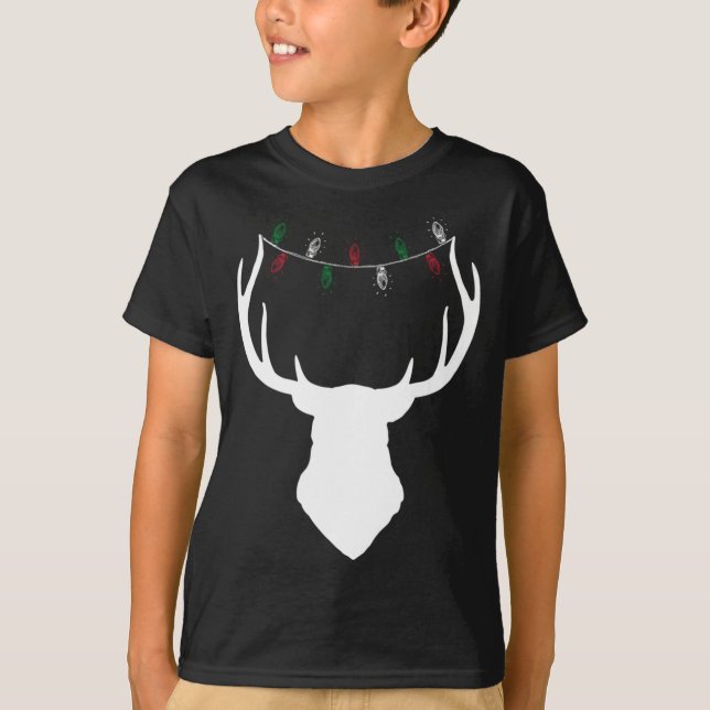Hjort Head med jul Ljus på Antlers T Shirt (Framsida)