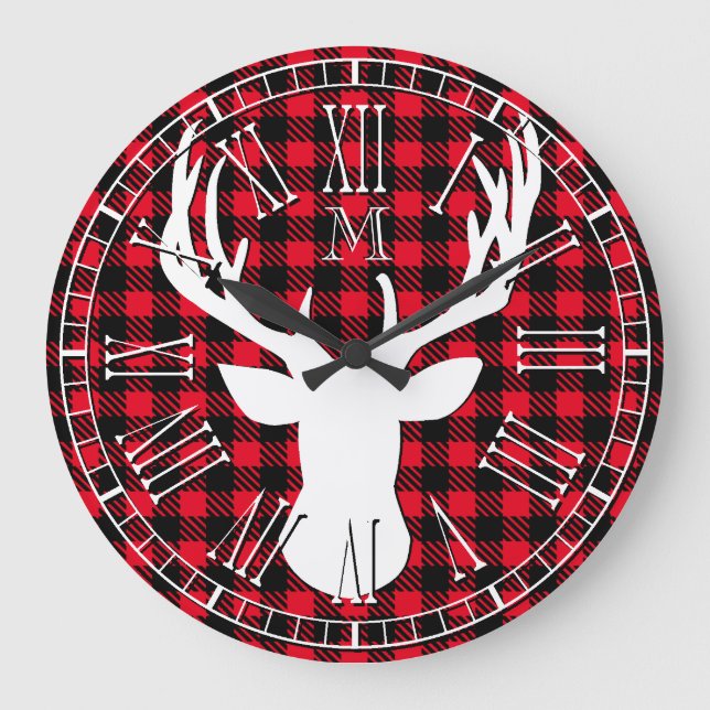 Hjort Head Monogram Buffalo Play Stor Klocka (Framsida)