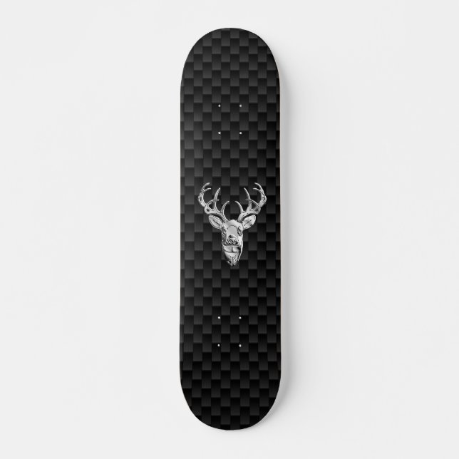 Hjort Head on Carbon Fiber Stil Print Mini Skateboard Bräda 18,7 Cm (Framsida)