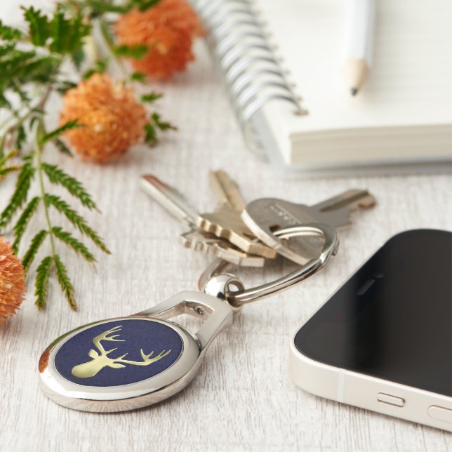 Hjort Head Ovalt Silverfärgad Nyckelring (Sidan)