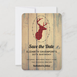 Hjort head - Red Pput Rustic Save Date Spara Datumet