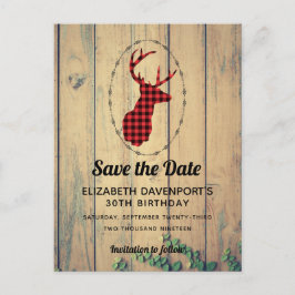 Hjort head - Red Pput Rustic Save Date Vykort