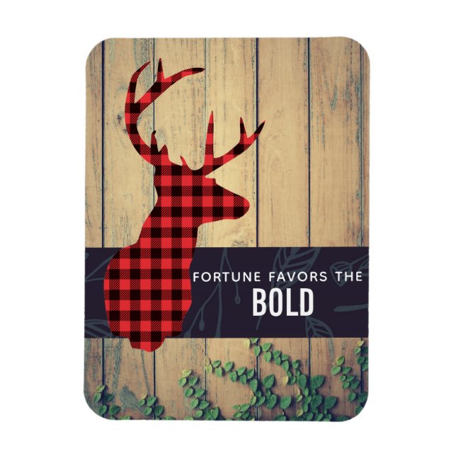 Hjort Head - Rustic Red Play med citat Magnet (Vertikal)