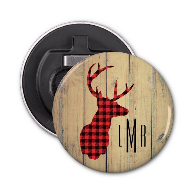 Hjort Head - Rustic Red Play Monogram Flasköppnare (Framsidan)