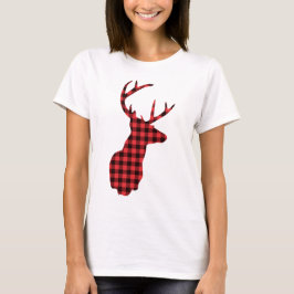 Hjort Head with Antlers - Red Play Rustic T Shirt