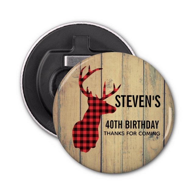 Hjort Head with Antlers - Rustic Red Play Flasköppnare (Framsidan)