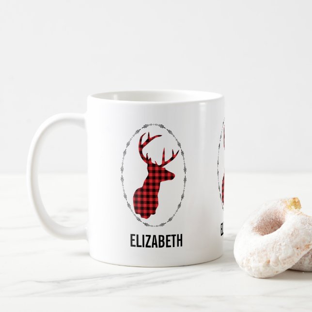 Hjort Head with Antlers - Rustic Red Play Kaffemugg (Med munk)