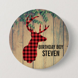 Hjort Head with Antlers - Rustic Red Play Knapp