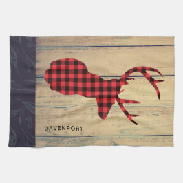 Hjort Head with Antlers - Rustic Red Play Kökshandduk