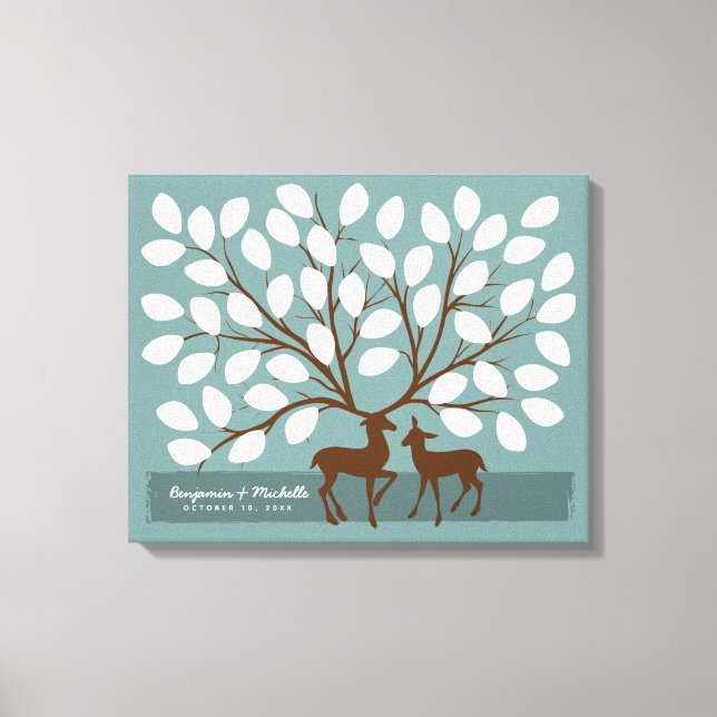 Hjort Heart Guest Bok Canvas - 50 Namnteckning (Framsida)