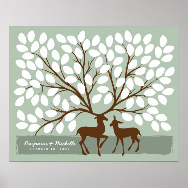 Hjort Heart Guest Bok Poster - 100 Namnteckning (Framsidan)