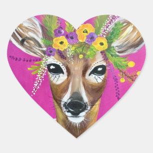 Hjort Heart Shape Stickers Hjärtformat Klistermärke