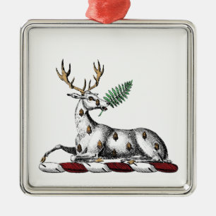 Hjort Hjort med Fern Heraldisk Kam Emblem Julgransprydnad Metall