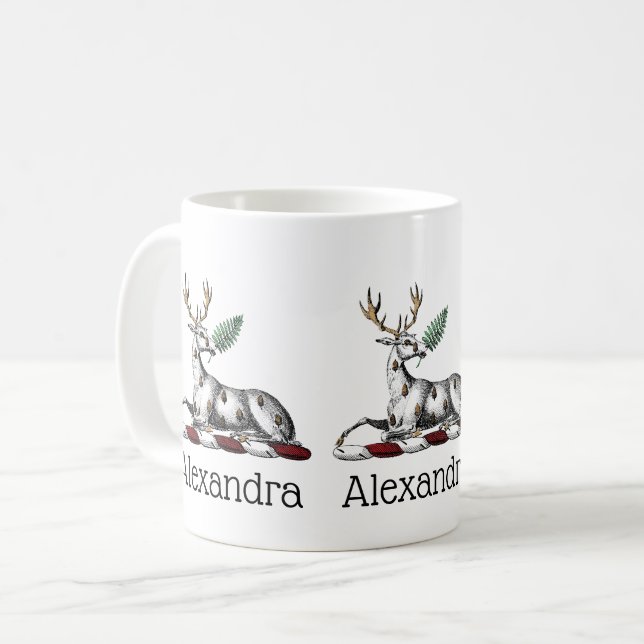 Hjort Hjort med Fern Heraldisk Kam Emblem Kaffemugg (Framsida vänster)