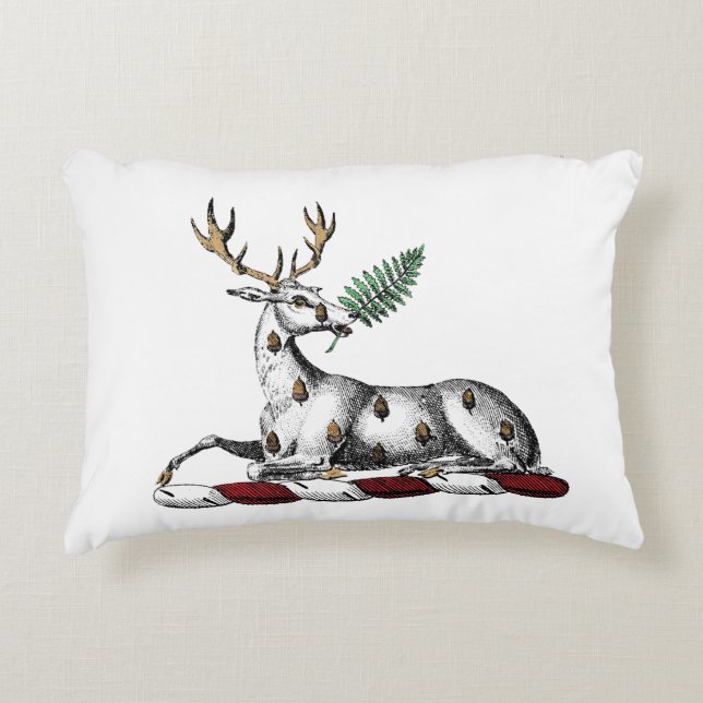 Hjort Hjort med Fern Heraldisk Kam Emblem Prydnadskudde (Framsidan)