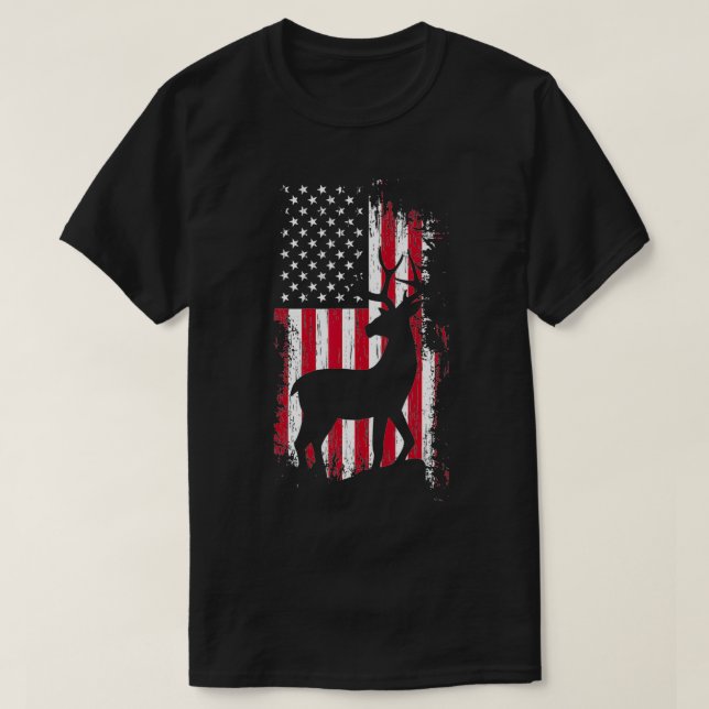 Hjort Hunter American Flagga Shirt, USA Patriotic  T Shirt (Design framsida)