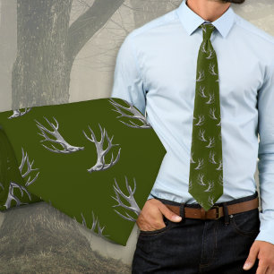 Hjort Hunter Antlers Mönster Forest Grönt  Slips