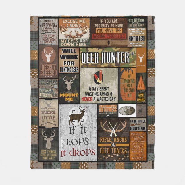 Hjort Hunter Blanket julgåva till jägare. Fleecefilt (Framsidan)