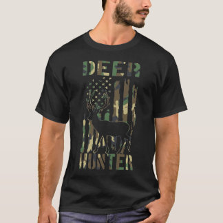 Hjort Hunter Camo American Flagga USA Milit T Shirt