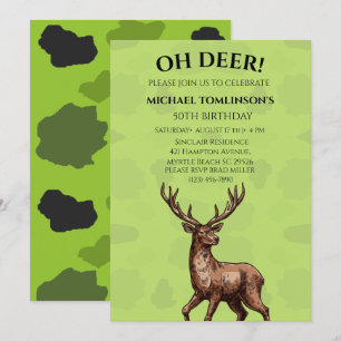 Hjort Hunter Camouflage Birthday-inbjudan Inbjudningar