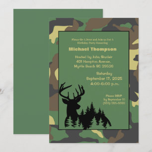Hjort Hunter Camouflage Birthday-inbjudan Inbjudningar