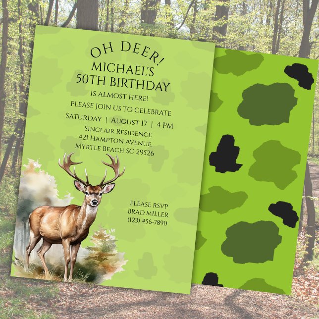 Hjort Hunter Camouflage Birthday-inbjudan Inbjudningar (Skapare uppladdad)