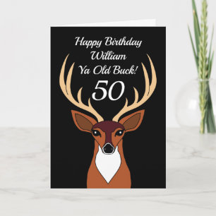Hjort Hunter Funny Old Buck 50:e födelsedagen Kort