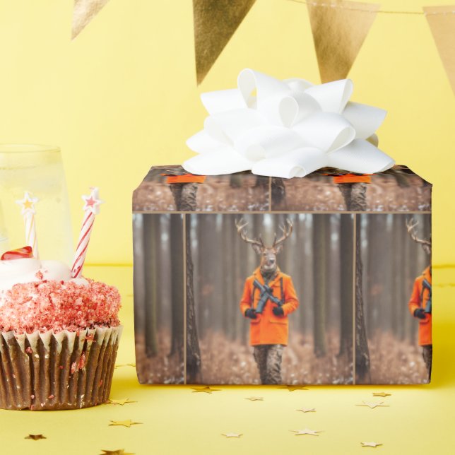 Hjort Hunter med gevär i skogen Presentpapper (Födelsedagsfest)